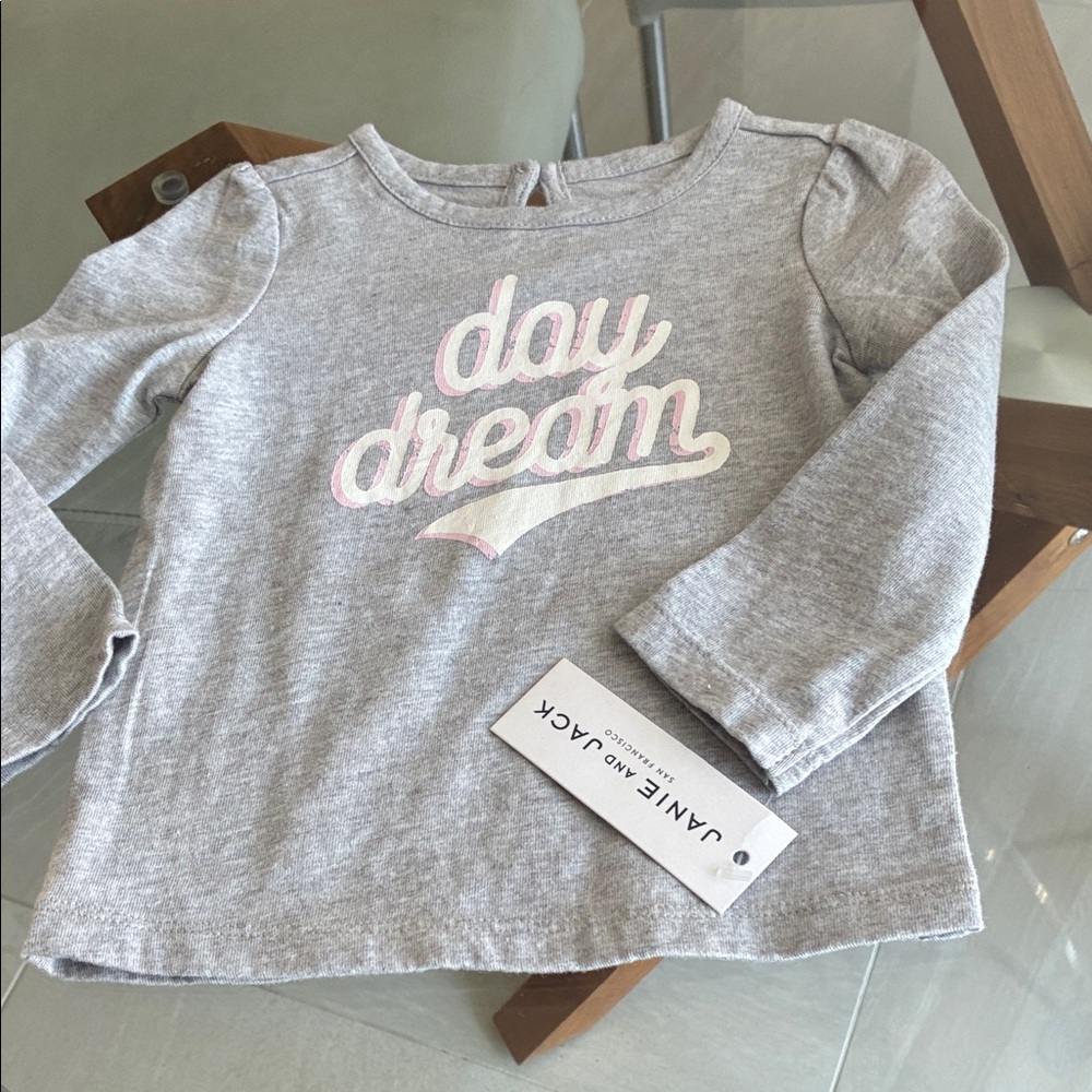 Janie and Jack Light Gray Long Sleeve Tee - Day Dream